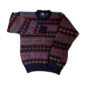 GAP Multicolor Patterned Crewneck Sweater